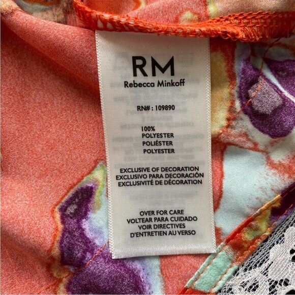 NWOT Rebecca Minkoff Women's Sleeveless Floral Lace Trim Tank Top Orange small - Picture 15 of 16